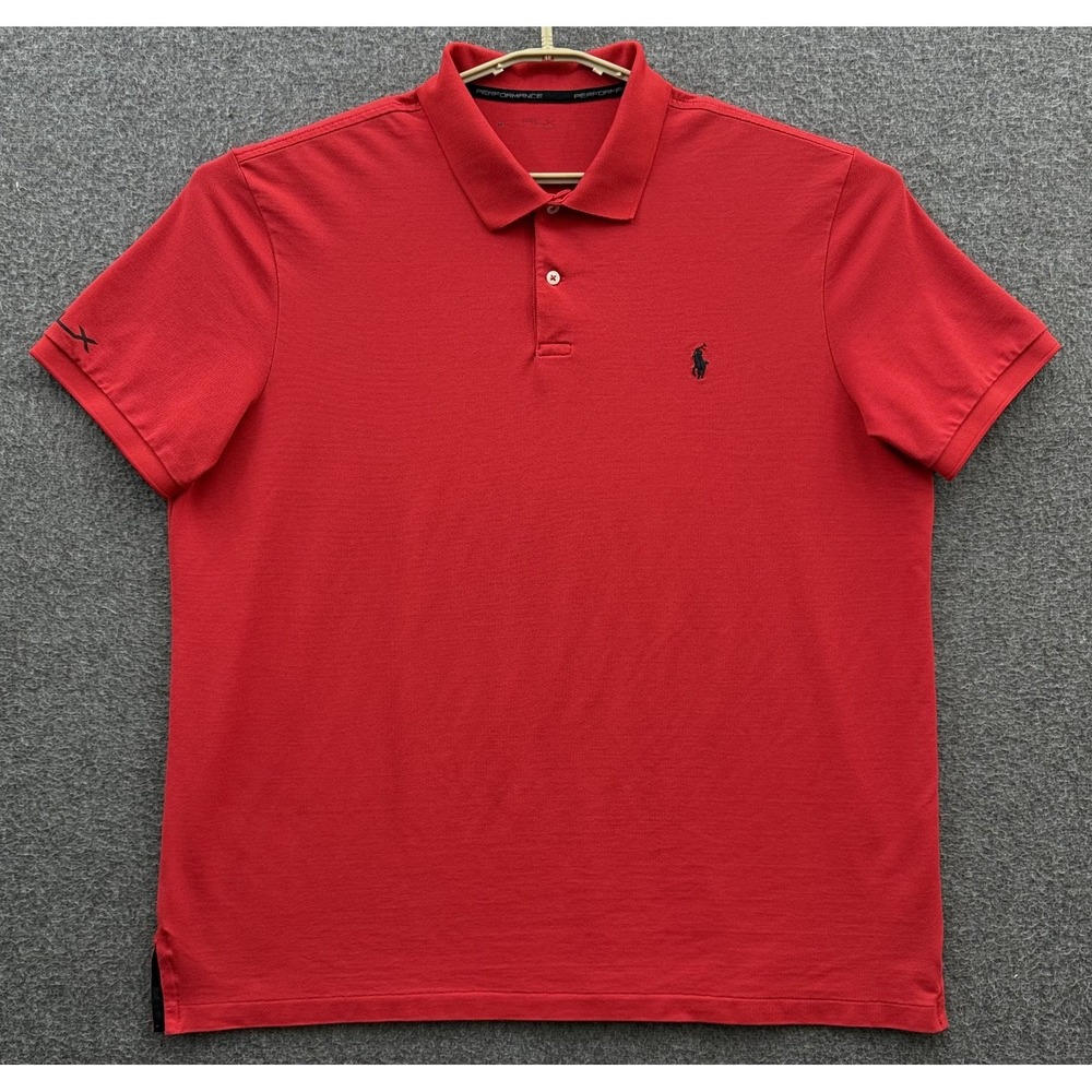Ralph Lauren RLX‎ Polo Shirt Mens XL Red Performance Pony Golf Stretch